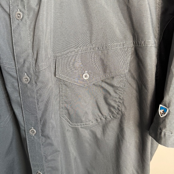 Kuhl Mountain Grown Men's Camp Shirt XXL Short Sleeve Pin Check Charcoal Gray - Picture 6 of 14